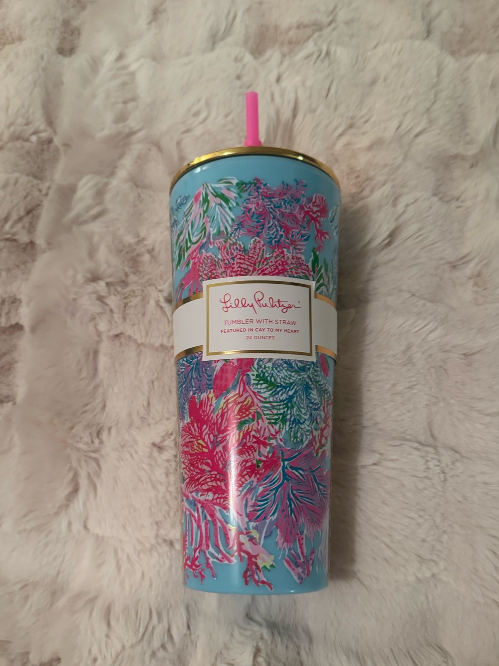 New Lilly Pulitzer tumbler with straw (24 oz). Bright colorful print!